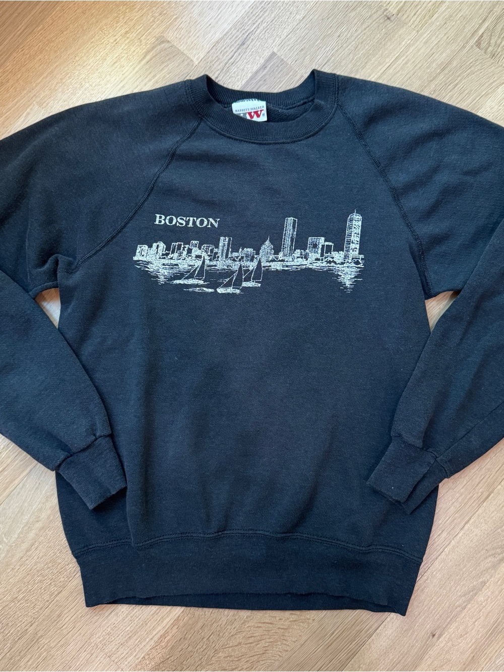 Vintage Black Boston Skyline Crewneck Sweatshirt